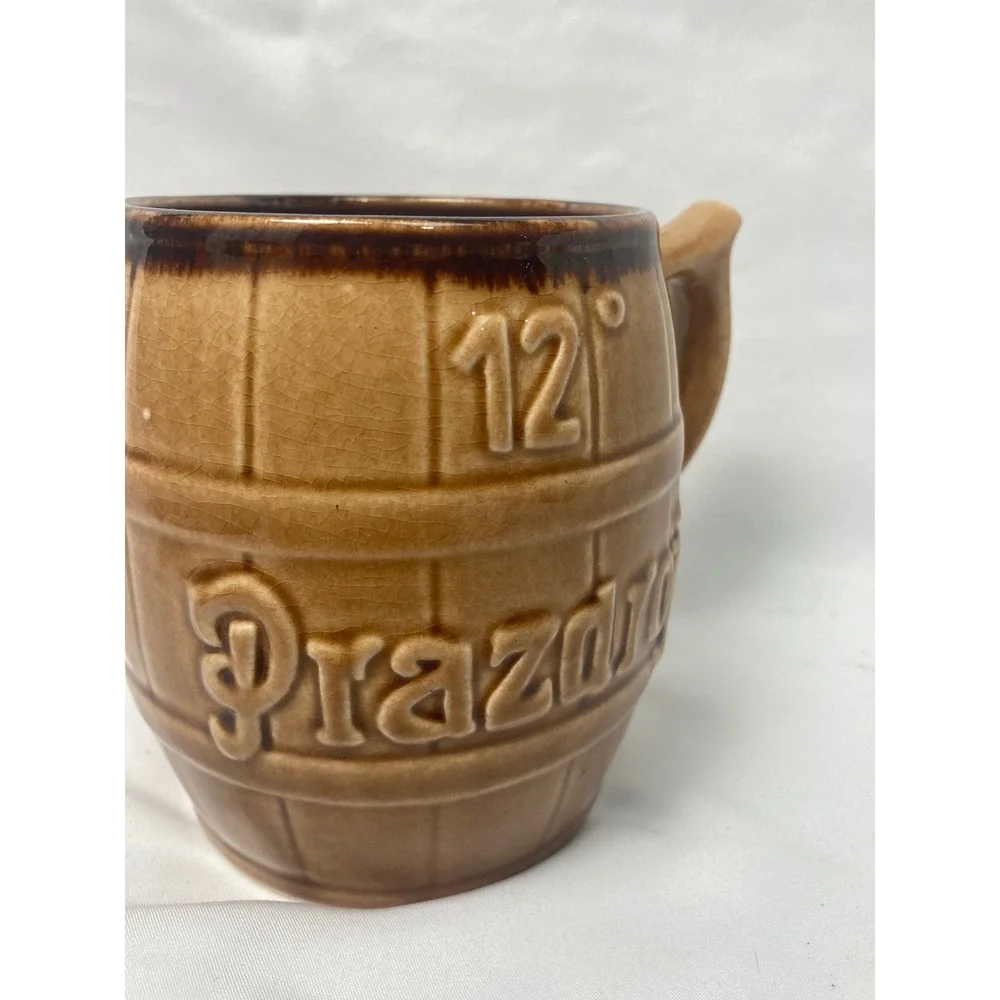 Vintage Prazdroj 12° Pilsner Urquell Ceramic Beer Mug Barrel Stein Czech 4.5